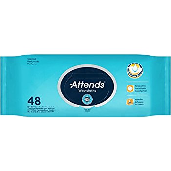 Attends Washcloths 48 count WCPP1000 Attends Washcloths 48 count WCPP1000 Wipes Attends - Americare Medical Supply