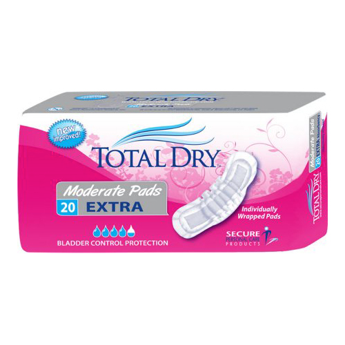 Total Dry Bladder Control Moderate Pads Extra Absorbency 20 pack