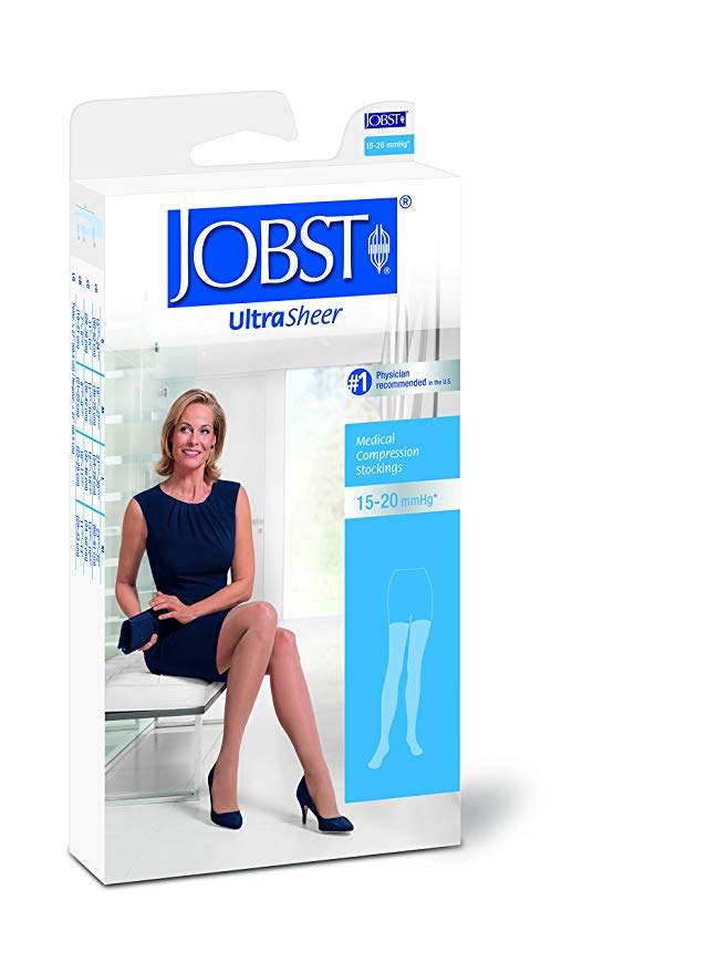 Jobst UltraSher 15-20mmHg Black Thigh High Closed Toe Compression Stockings Jobst UltraSher 15-20mmHg Black Thigh High Closed Toe Compression Stockings Compression Stocking Jobst - Americare Medical Supply