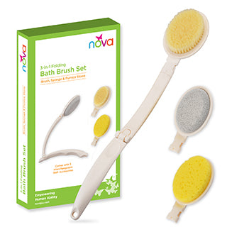 3-in-1 Folding Bath Brush Set