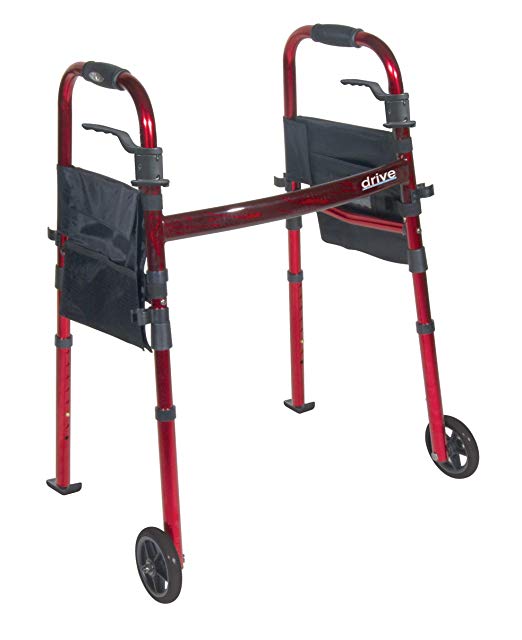 Drive Deluxe Folding Travel Walker with 5" Wheels and Fold Up Legs Drive Deluxe Folding Travel Walker with 5" Wheels and Fold Up Legs Folding Walker Drive - Americare Medical Supply