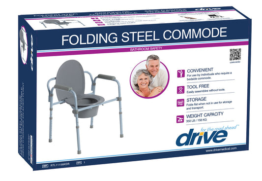 Drive Folding Steel Commode Drive Folding Steel Commode Commode Drive Medical - Americare Medical Supply