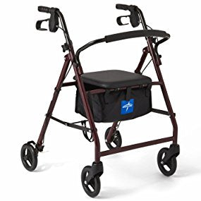Medline Rollator Walker with Seat, Steel Rolling Walker with 6-inch Wheels Supports up to 350 lbs Medline Rollator Walker with Seat, Steel Rolling Walker with 6-inch Wheels Supports up to 350 lbs Rollator Medline - Americare Medical Supply