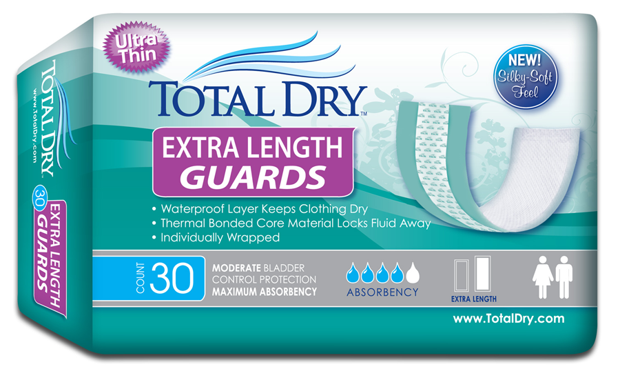 Total Dry Extra Dry Guards 30pack Total Dry Extra Dry Guards 30pack Bladder Control Pads TOTAL DRY - Americare Medical Supply