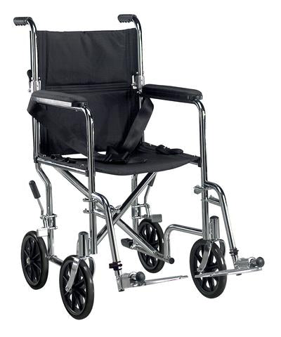Drive Deluxe Go-Kart Steel Transport Chair (Chrome) Drive Deluxe Go-Kart Steel Transport Chair (Chrome) Transport Wheelchairs Drive - Americare Medical Supply